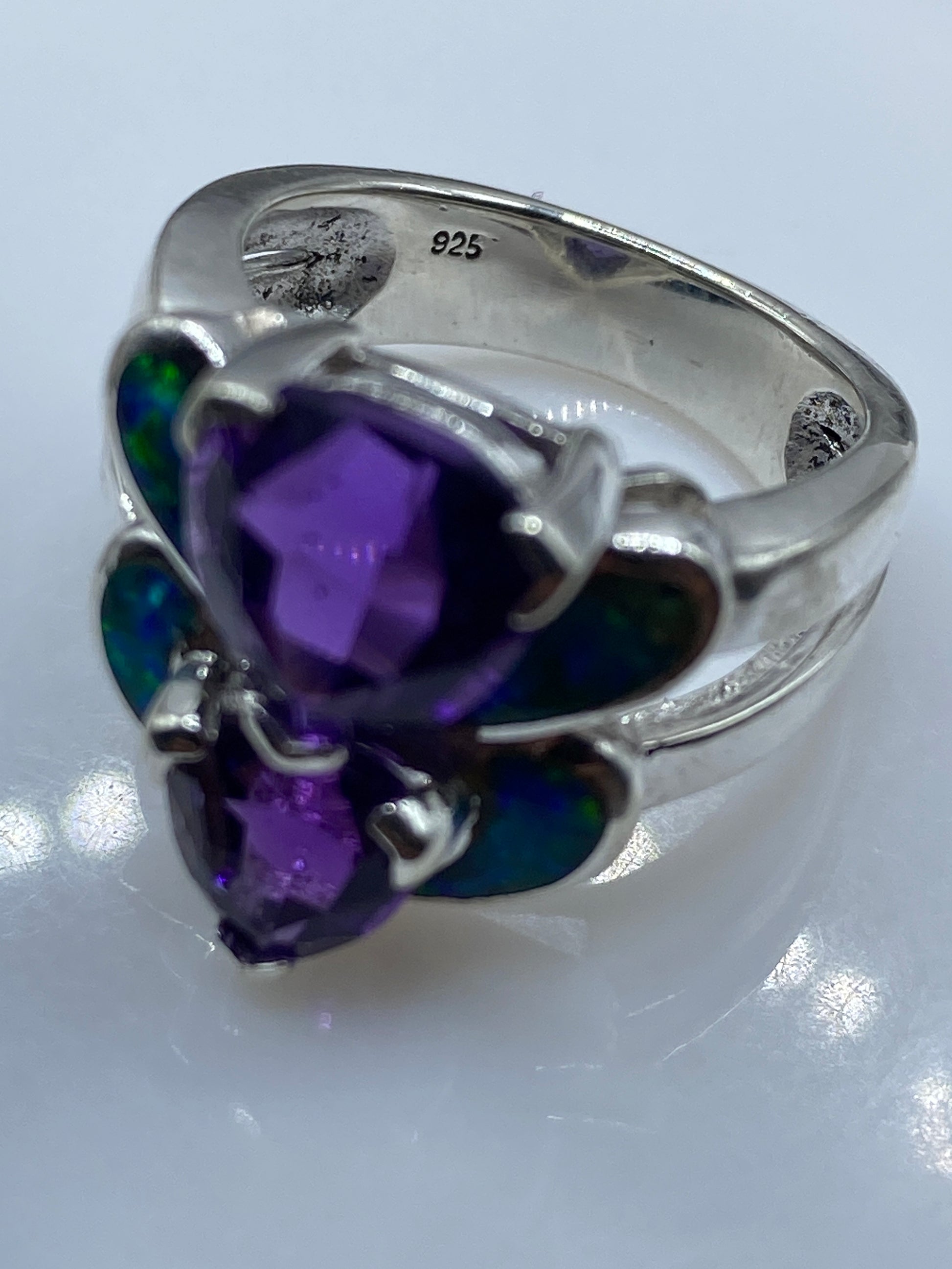 Anillo de Plata Ópalo de Fuego Azul — Coctel Taxco — foto 5