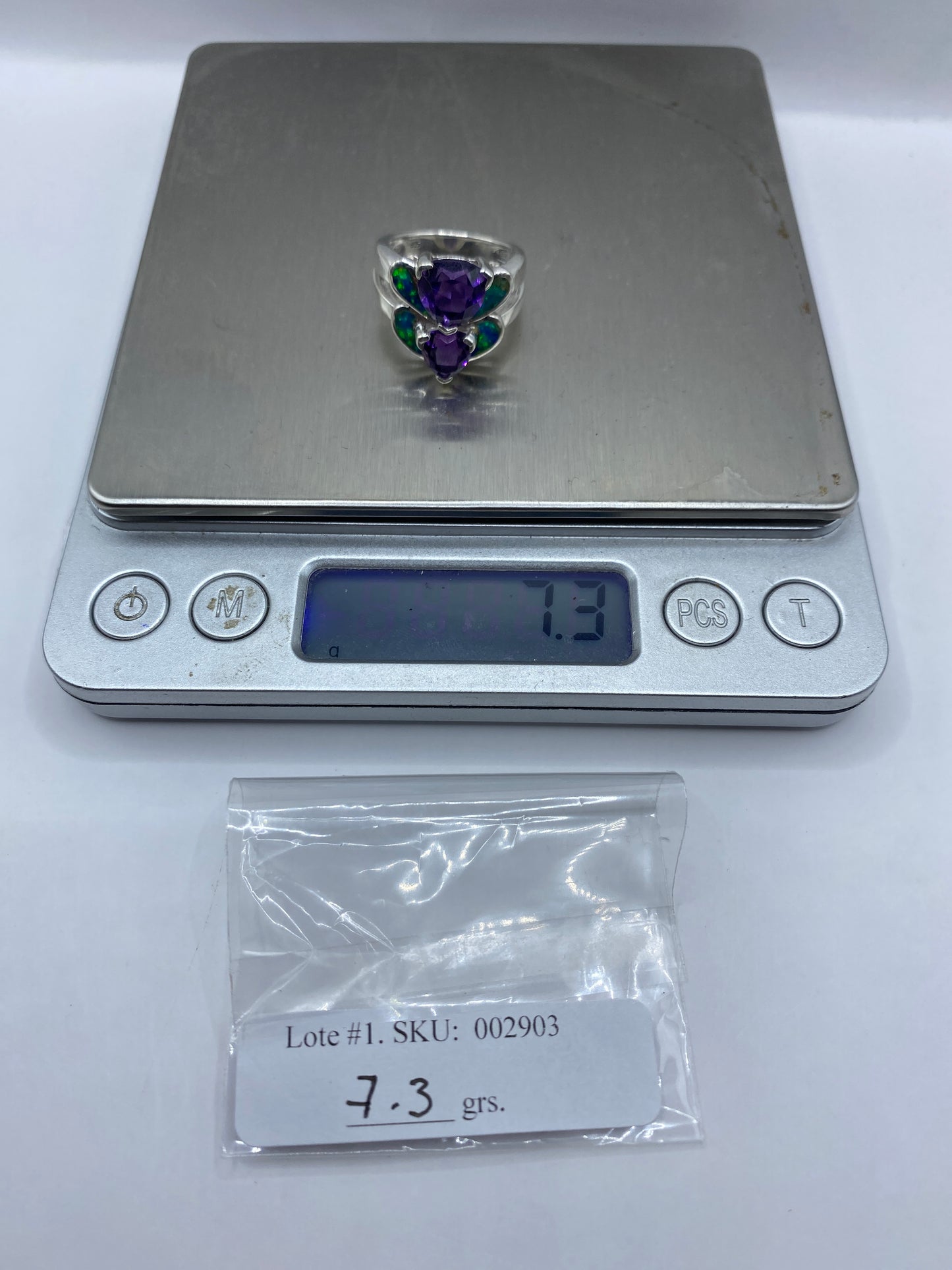 Anillo de Plata Ópalo de Fuego Azul — Coctel Taxco — foto 6