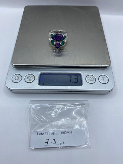 Anillo de Plata Ópalo de Fuego Azul — Coctel Taxco — foto 6