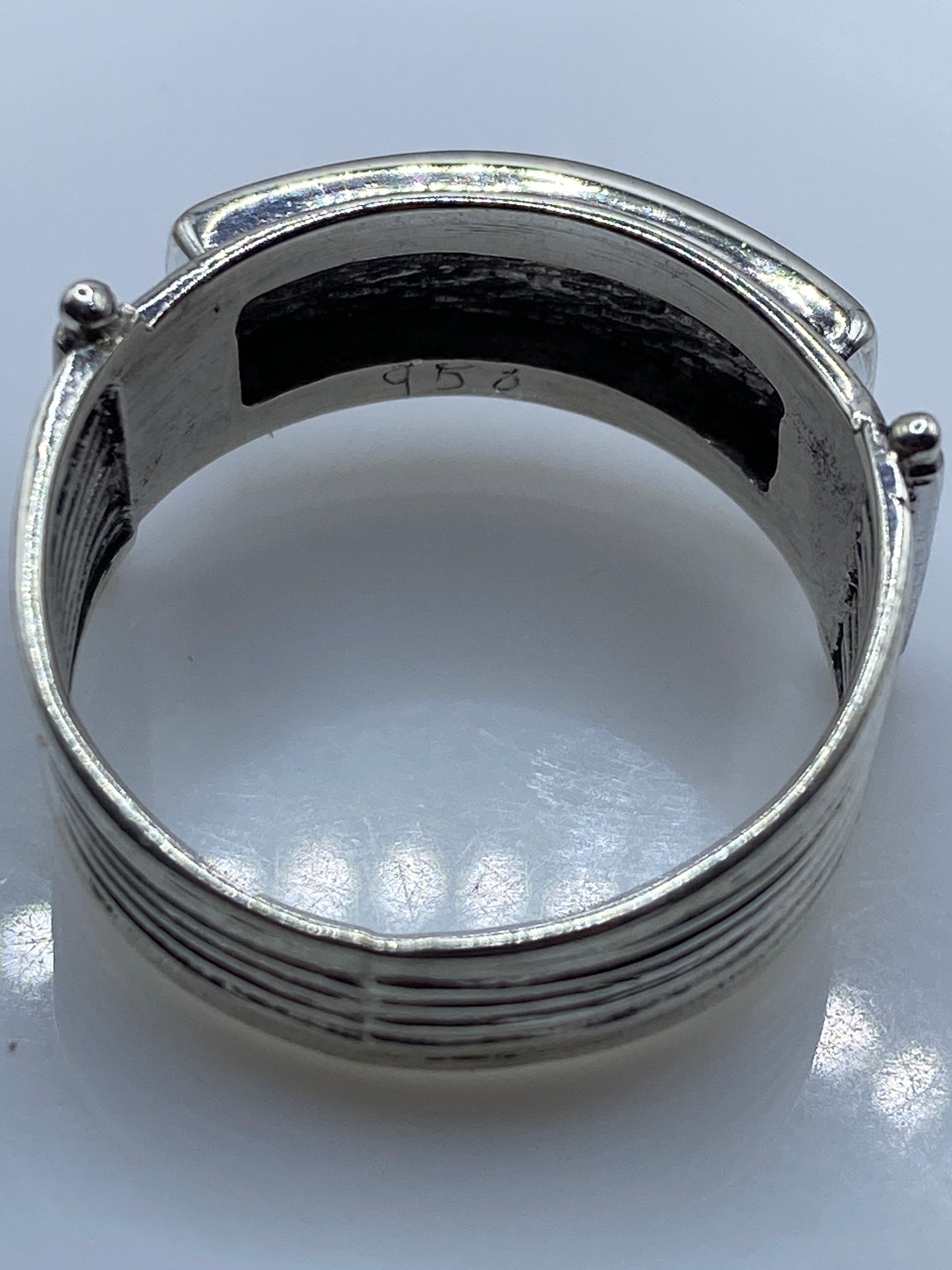 Anillo de Plata Ópalo Azul — Solitario Contemporáneo — foto 5