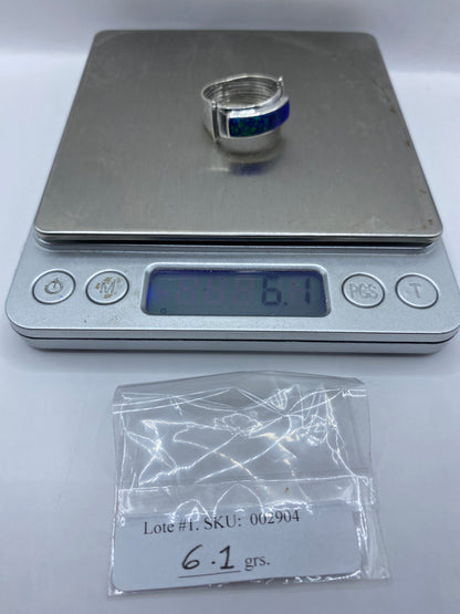 Anillo de Plata Ópalo Azul — Solitario Contemporáneo — foto 6