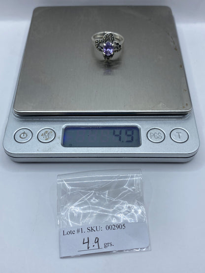 Anillo de Plata Solitario Circonia Morada — Alas Ornamentales — foto 6