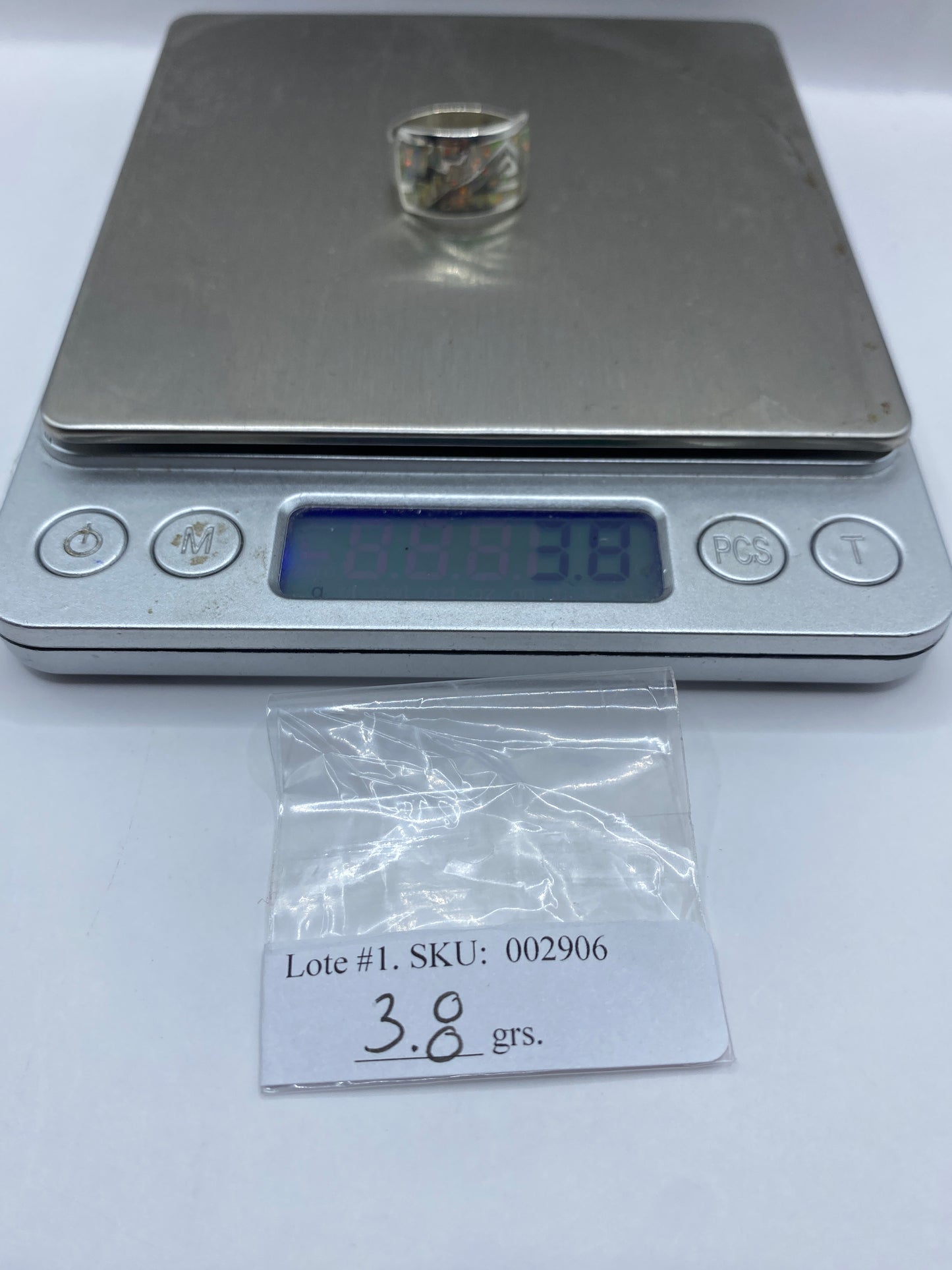 Anillo de Plata Ópalo de Fuego Multicolor — Diseño Geométrico — foto 6