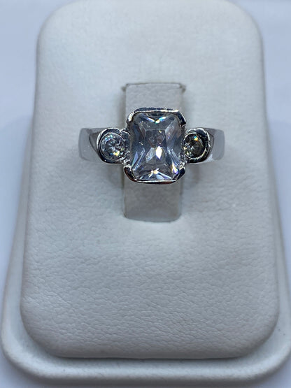 Anillo de Plata Solitario Circonia Blanca — Clásico Taxco — foto 1