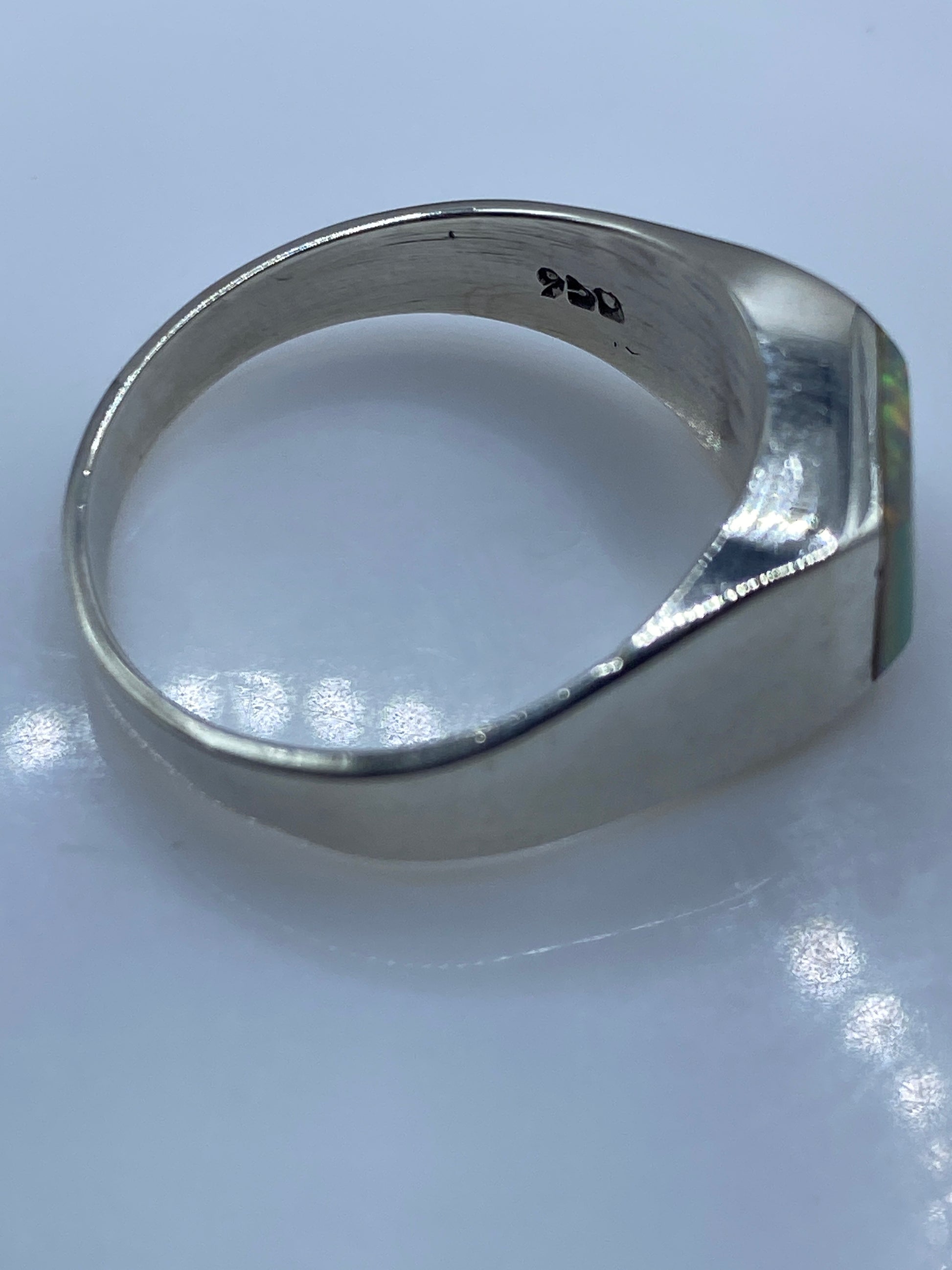 Anillo de Plata .950 Ópalo de Fuego Multicolor — Diseño Unisex — foto 5