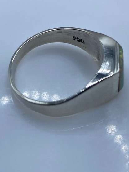 Anillo de Plata .950 Ópalo de Fuego Multicolor — Diseño Unisex — foto 5