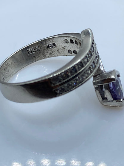 Anillo de Plata Solitario Circonia Morada — Diseño Envolvente — foto 5