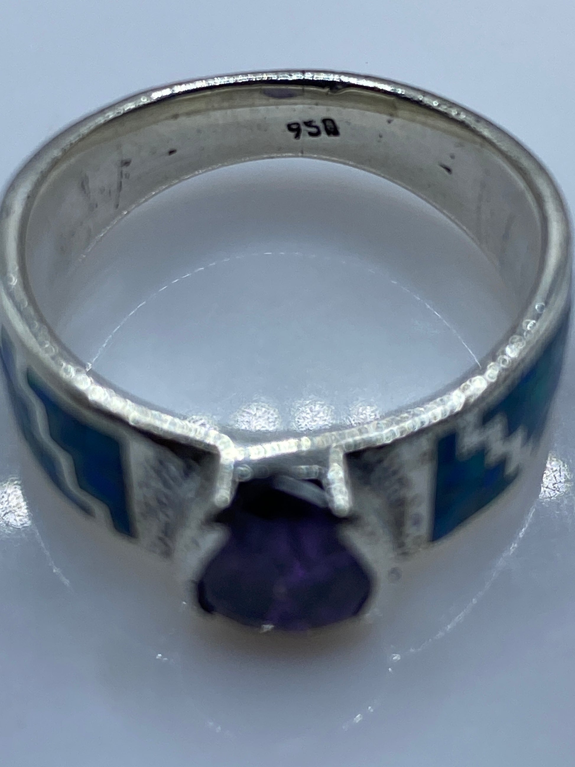 Anillo de Plata Ópalo de Fuego Azul Cielo — Solitario Texturizado — foto 5