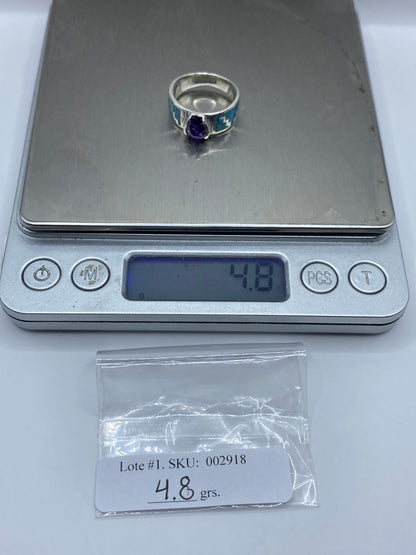 Anillo de Plata Ópalo de Fuego Azul Cielo — Solitario Texturizado — foto 6