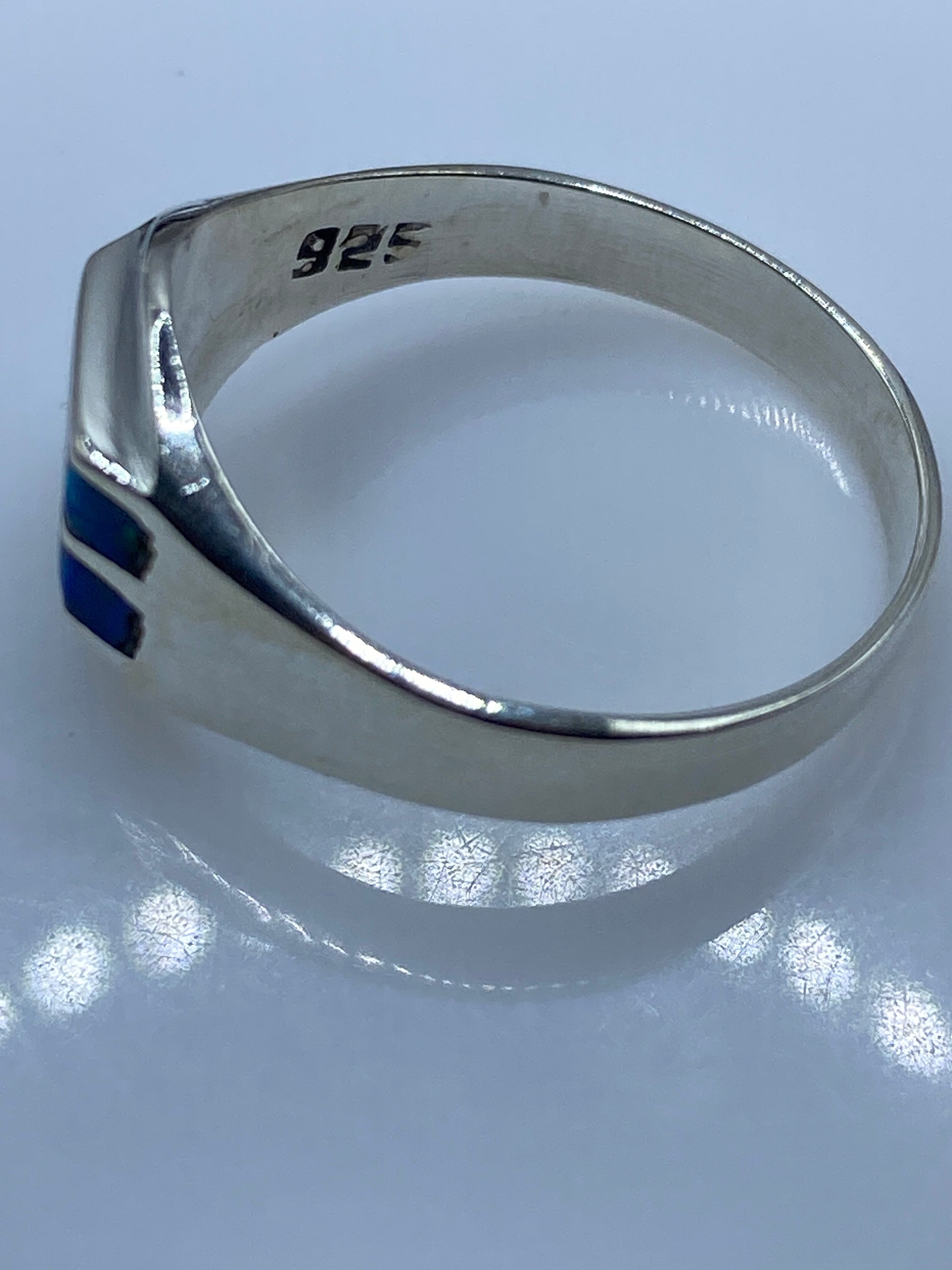 Anillo Plata Ópalo de Fuego Azul — Moderno y Elegante — foto 5