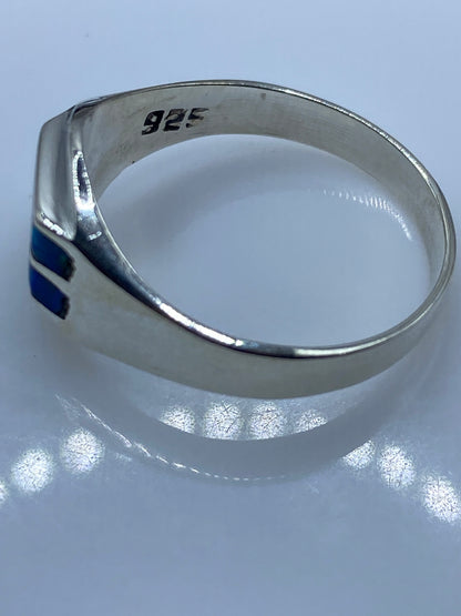 Anillo Plata Ópalo de Fuego Azul — Moderno y Elegante — foto 5
