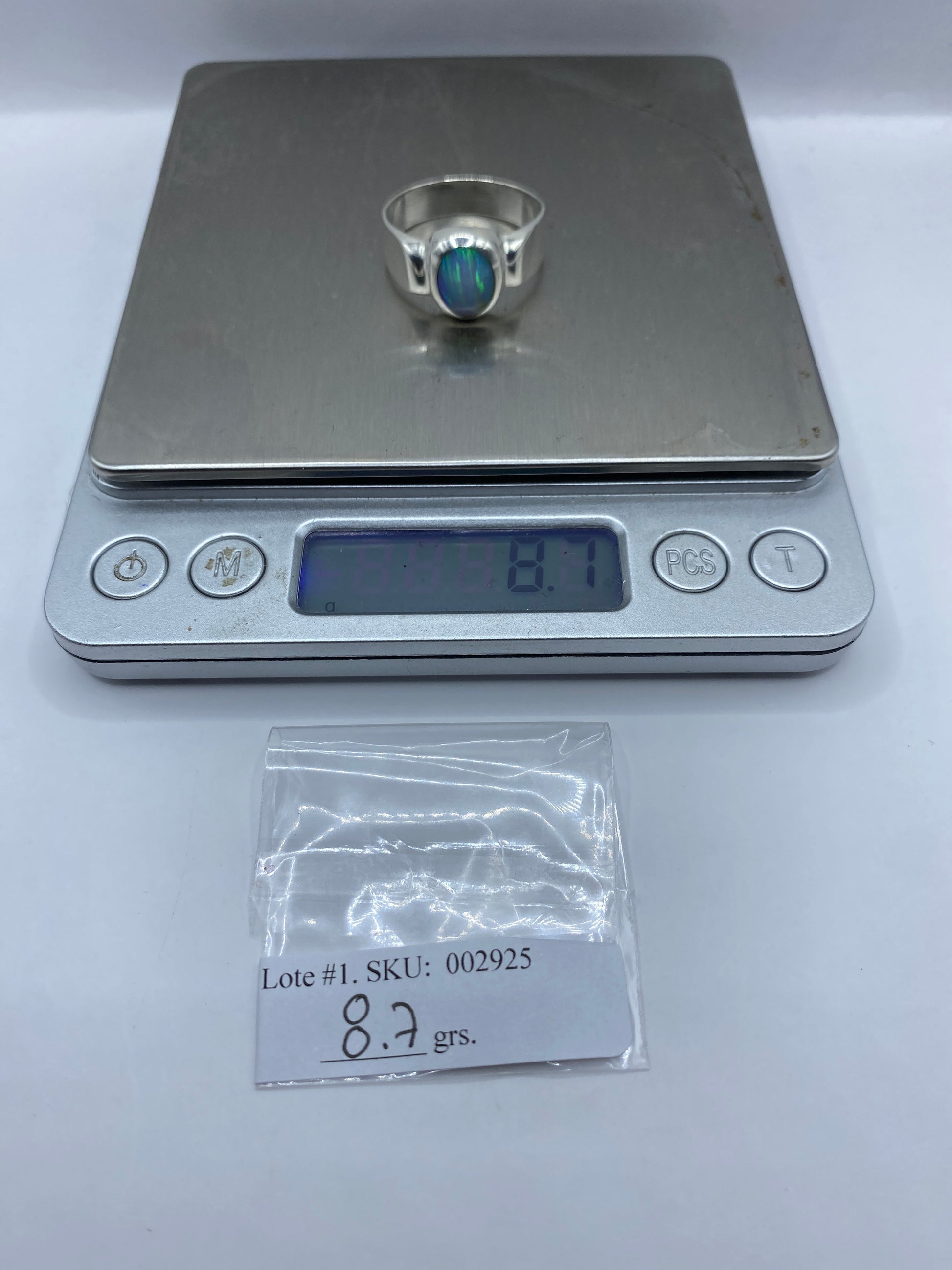 Anillo de Plata Ópalo de Fuego Azul Verde — Solitario Taxco — foto 6