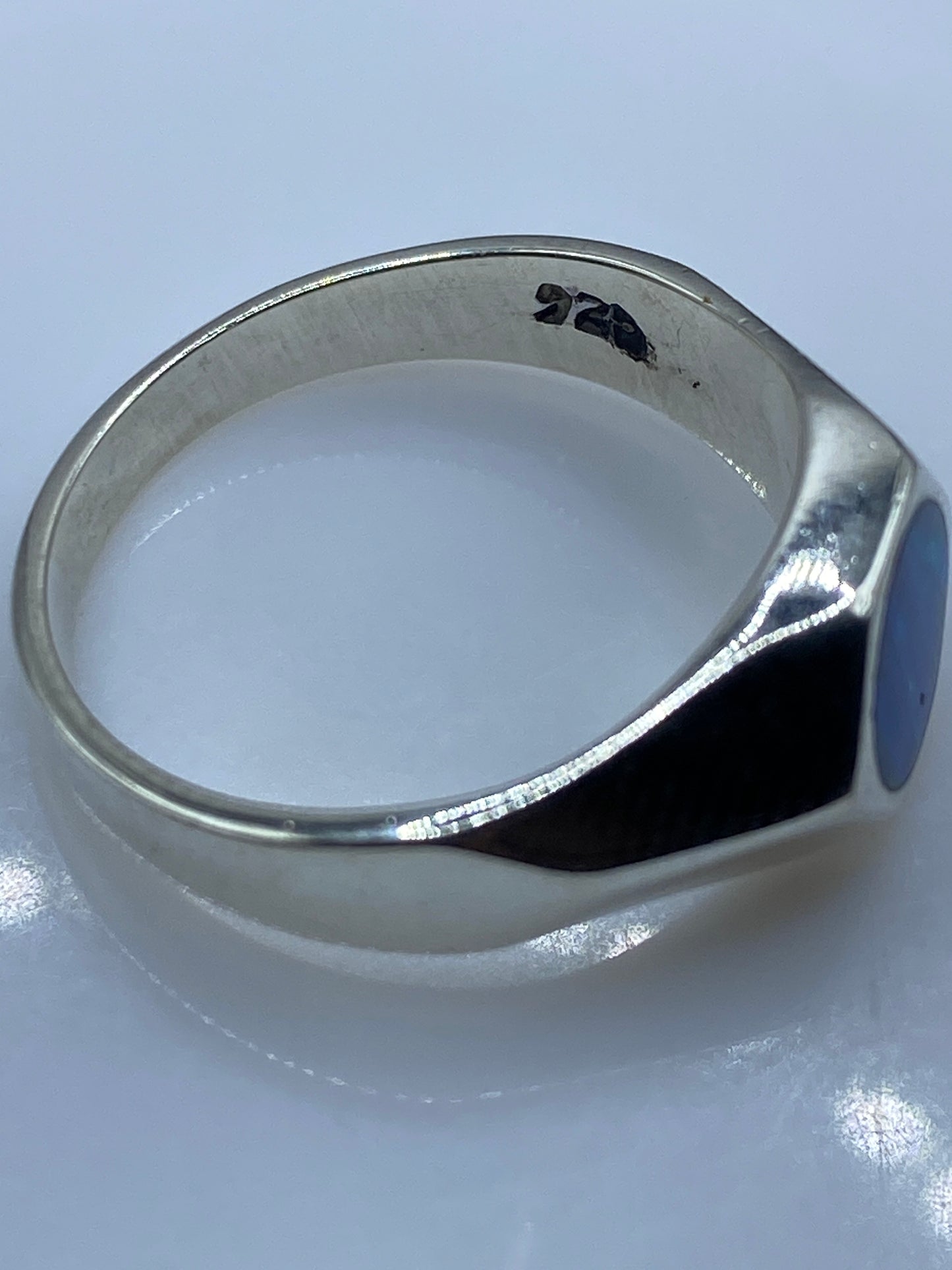 Anillo de Plata Ópalo de Fuego Azul — Hexagonal Minimalista — foto 5