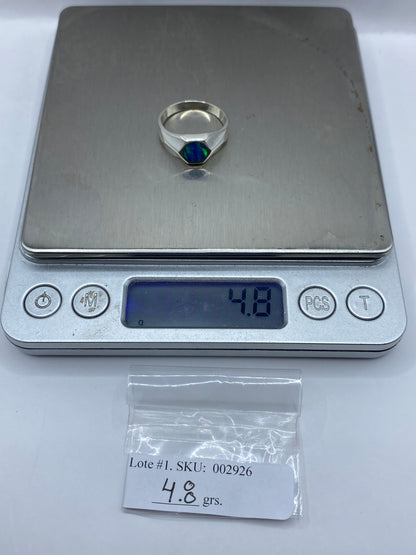 Anillo de Plata Ópalo de Fuego Azul — Hexagonal Minimalista — foto 6