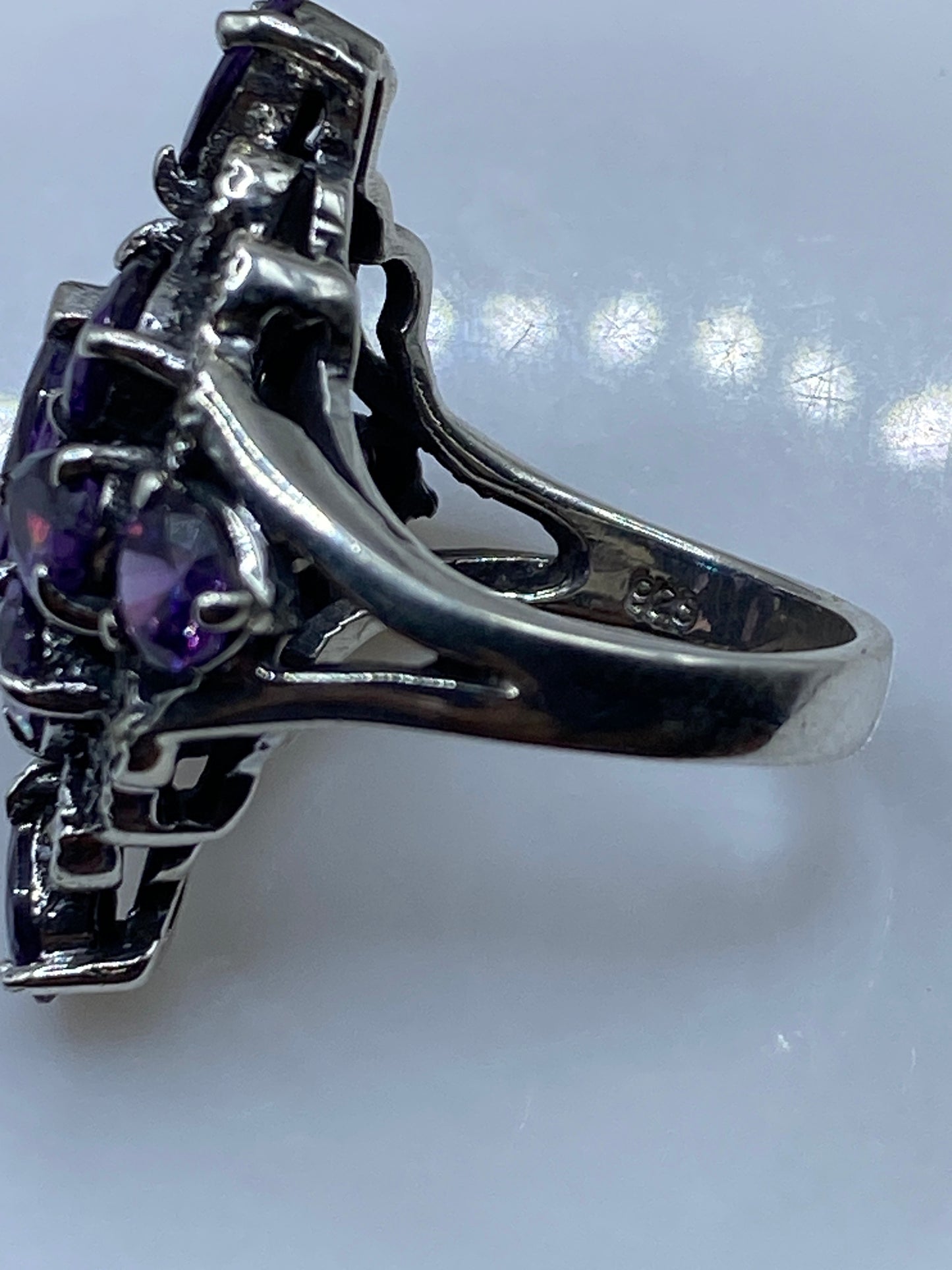 Anillo de Plata Barroco con Circonia Morada — Solitario — foto 5