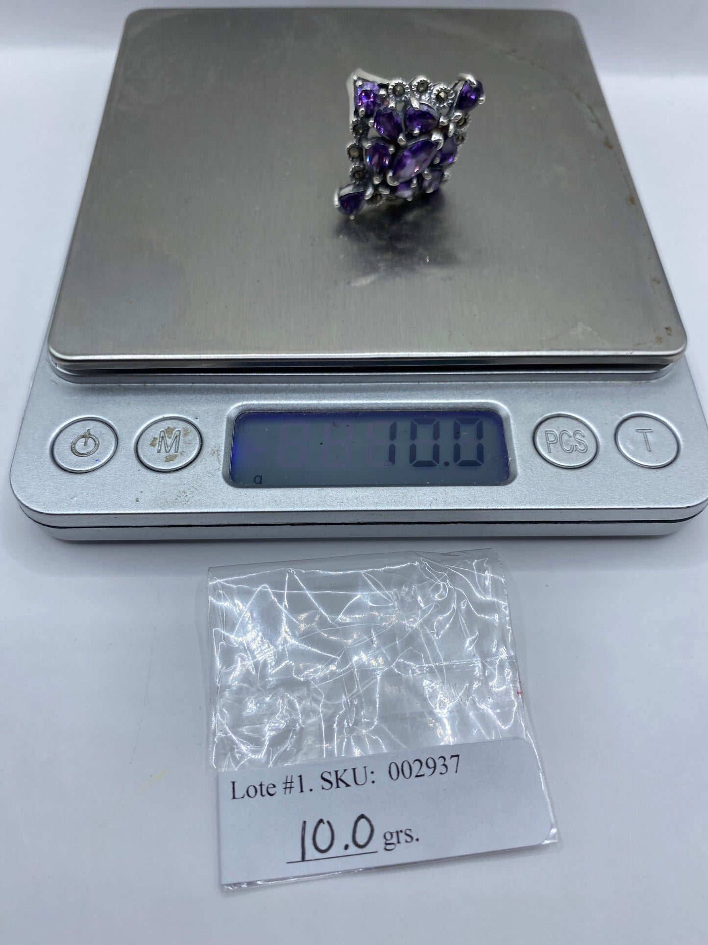 Anillo de Plata Barroco con Circonia Morada — Solitario — foto 6