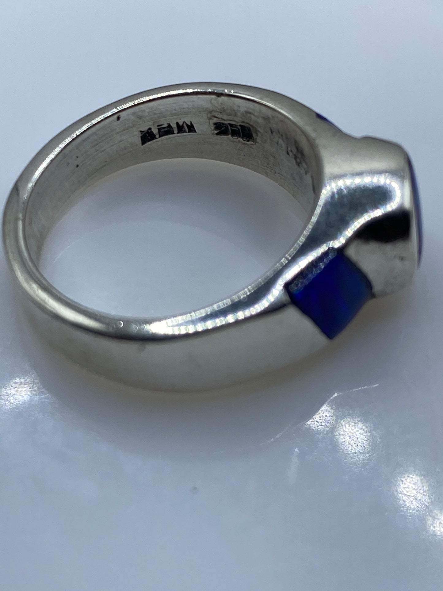 Anillo de Plata Ópalo Azul — Diseño Arquitectónico Unisex — foto 5