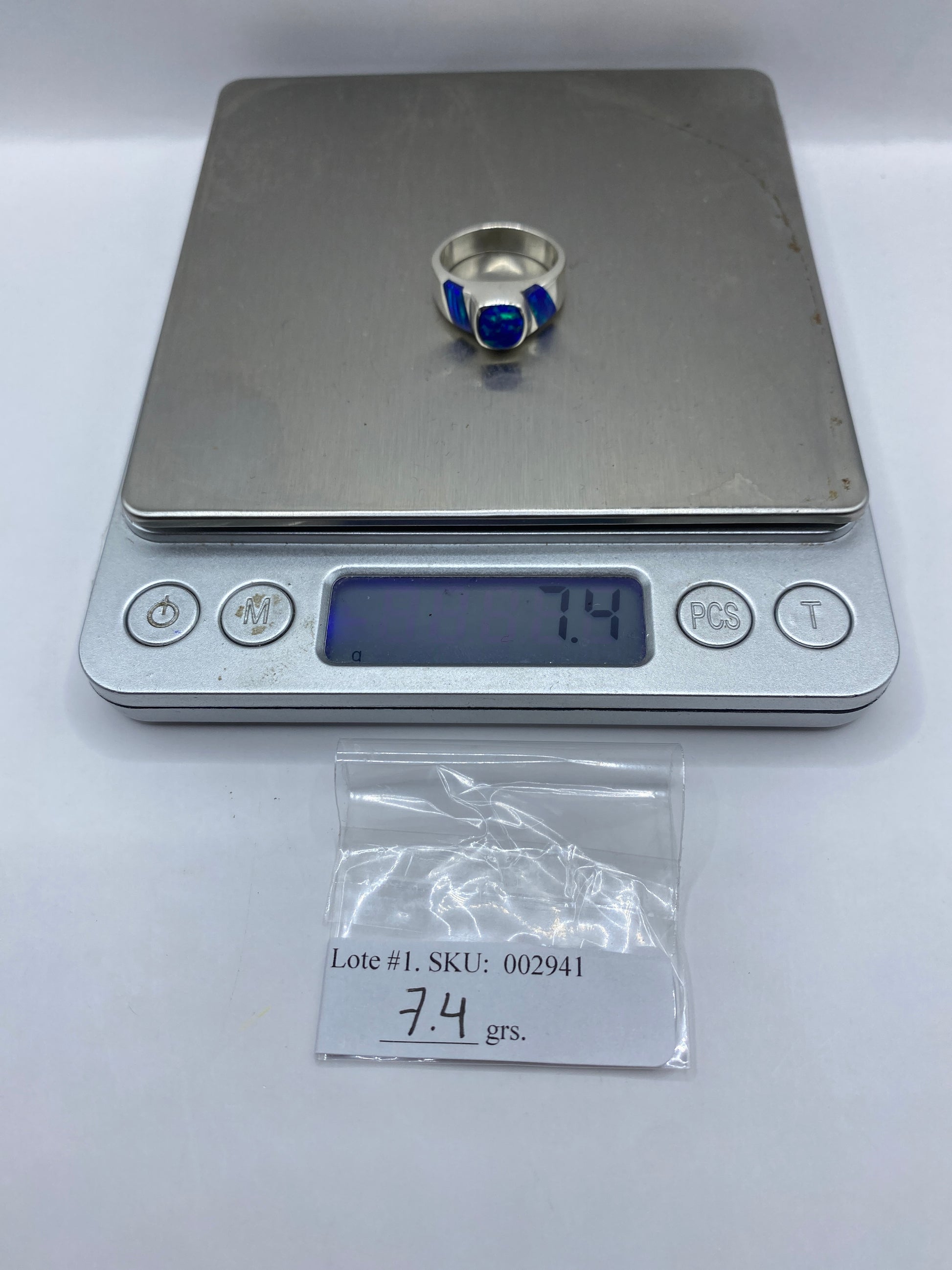 Anillo de Plata Ópalo Azul — Diseño Arquitectónico Unisex — foto 6