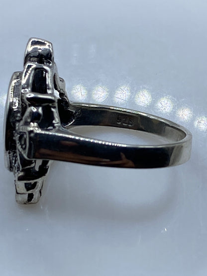 Anillo Vintage Plata Piedra Natural Engastada — Diseño Ornamental — foto 5