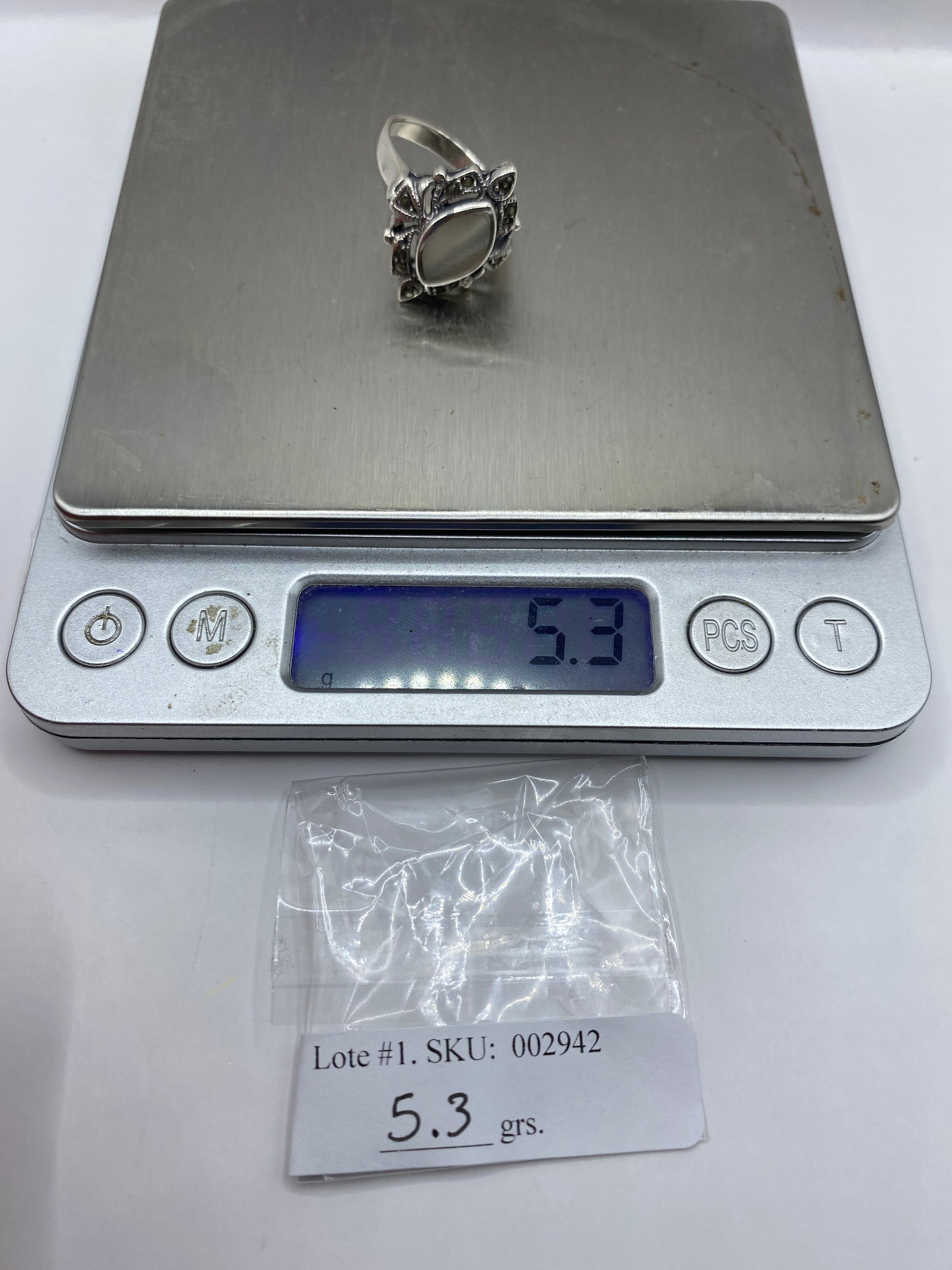 Anillo Vintage Plata Piedra Natural Engastada — Diseño Ornamental — foto 6