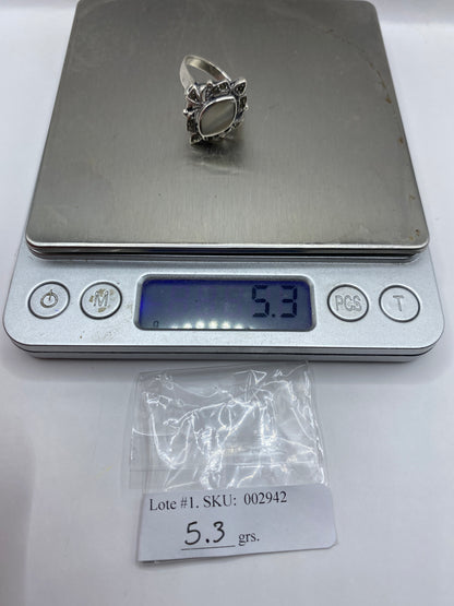 Anillo Vintage Plata Piedra Natural Engastada — Diseño Ornamental — foto 6
