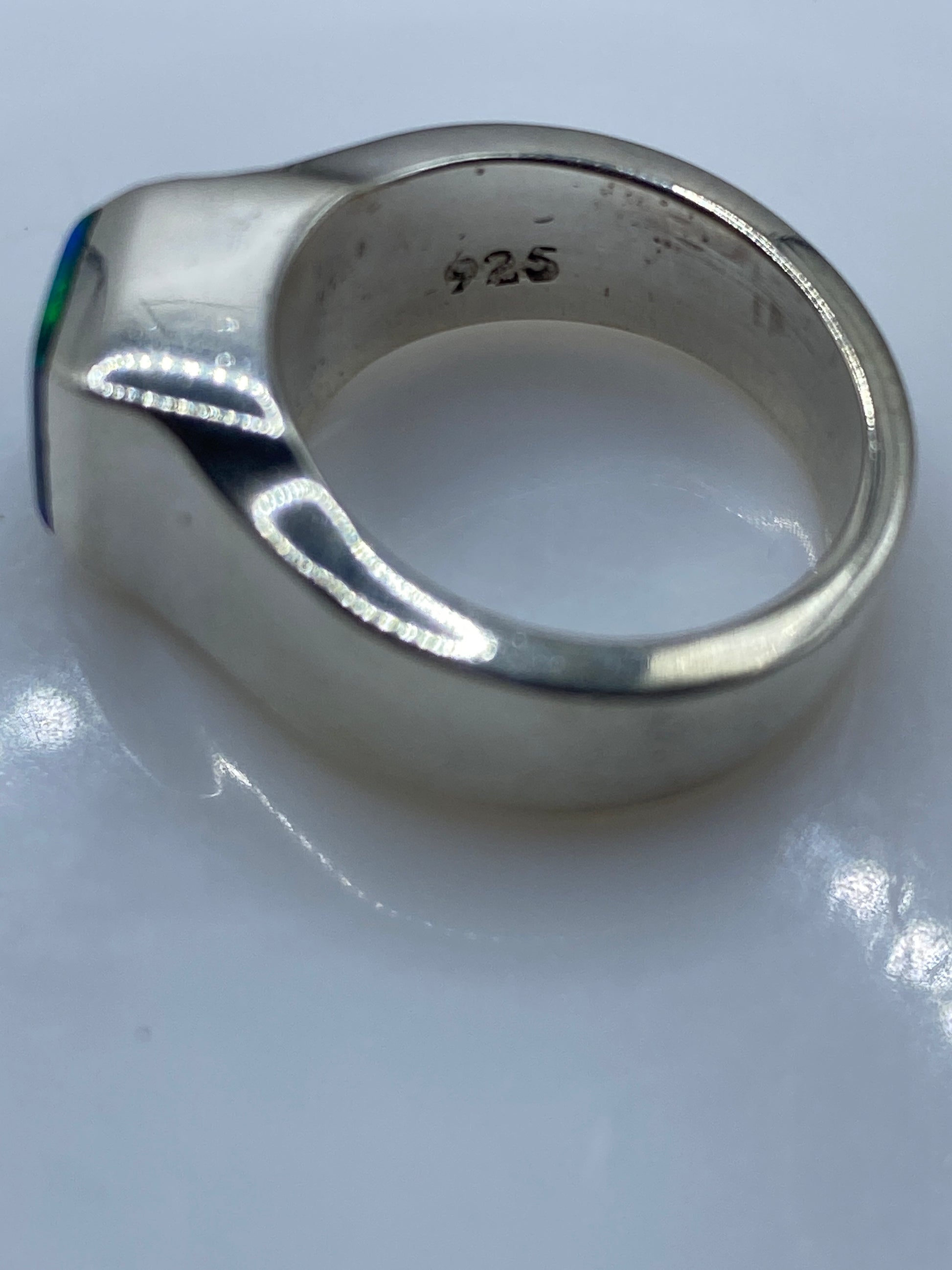 Anillo de Plata Ópalo de Fuego Azul — Diseño Robusto Unisex — foto 5