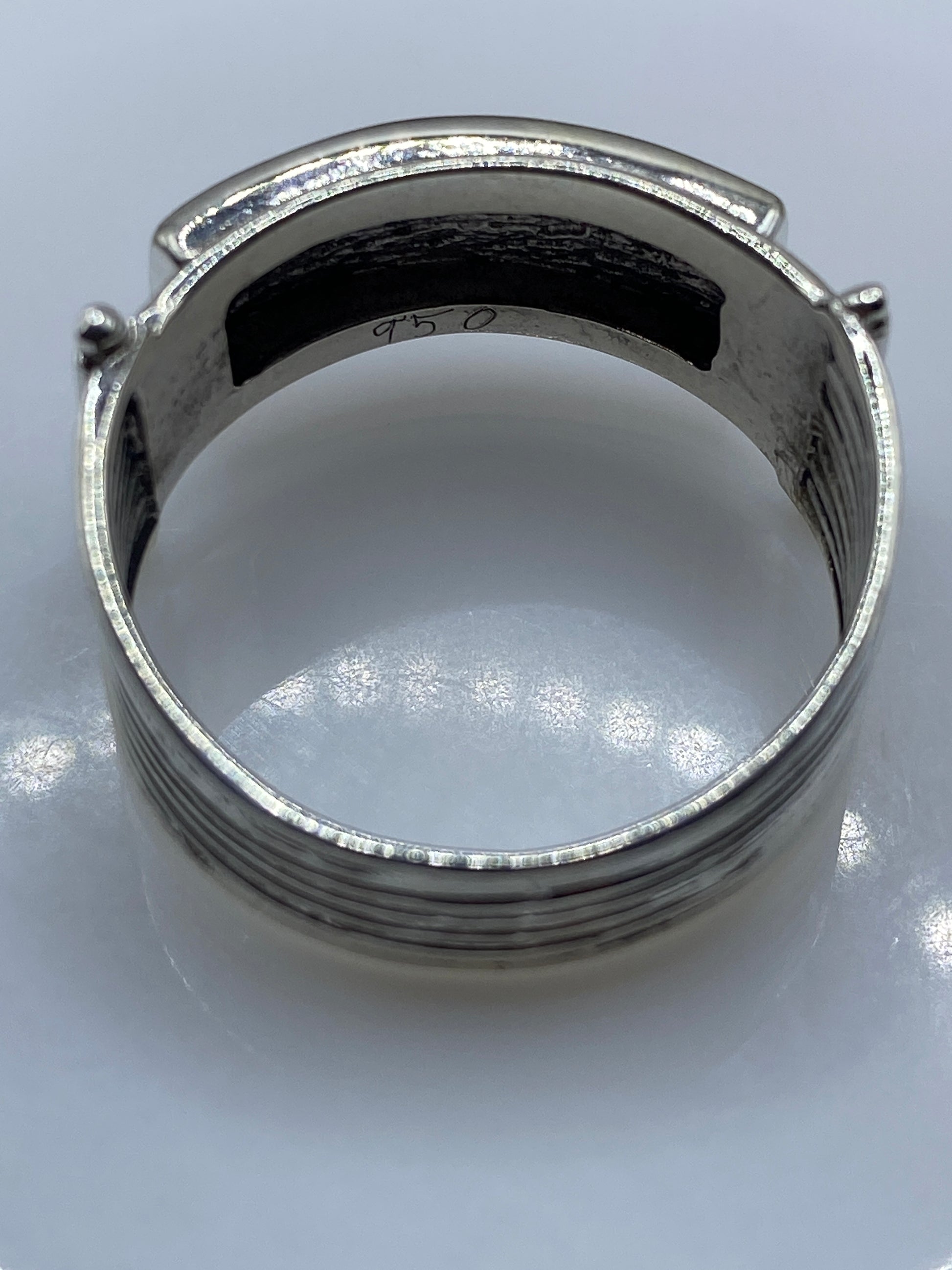 Anillo Plata .950 Ópalo de Fuego Naranja Martillado — foto 5