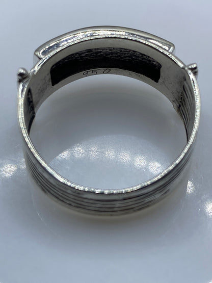 Anillo Plata .950 Ópalo de Fuego Naranja Martillado — foto 5