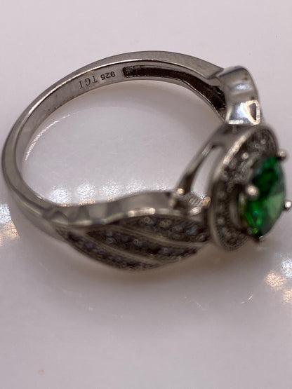 Anillo de Plata Verde Esmeralda Halo — Alas de Circonia — foto 5