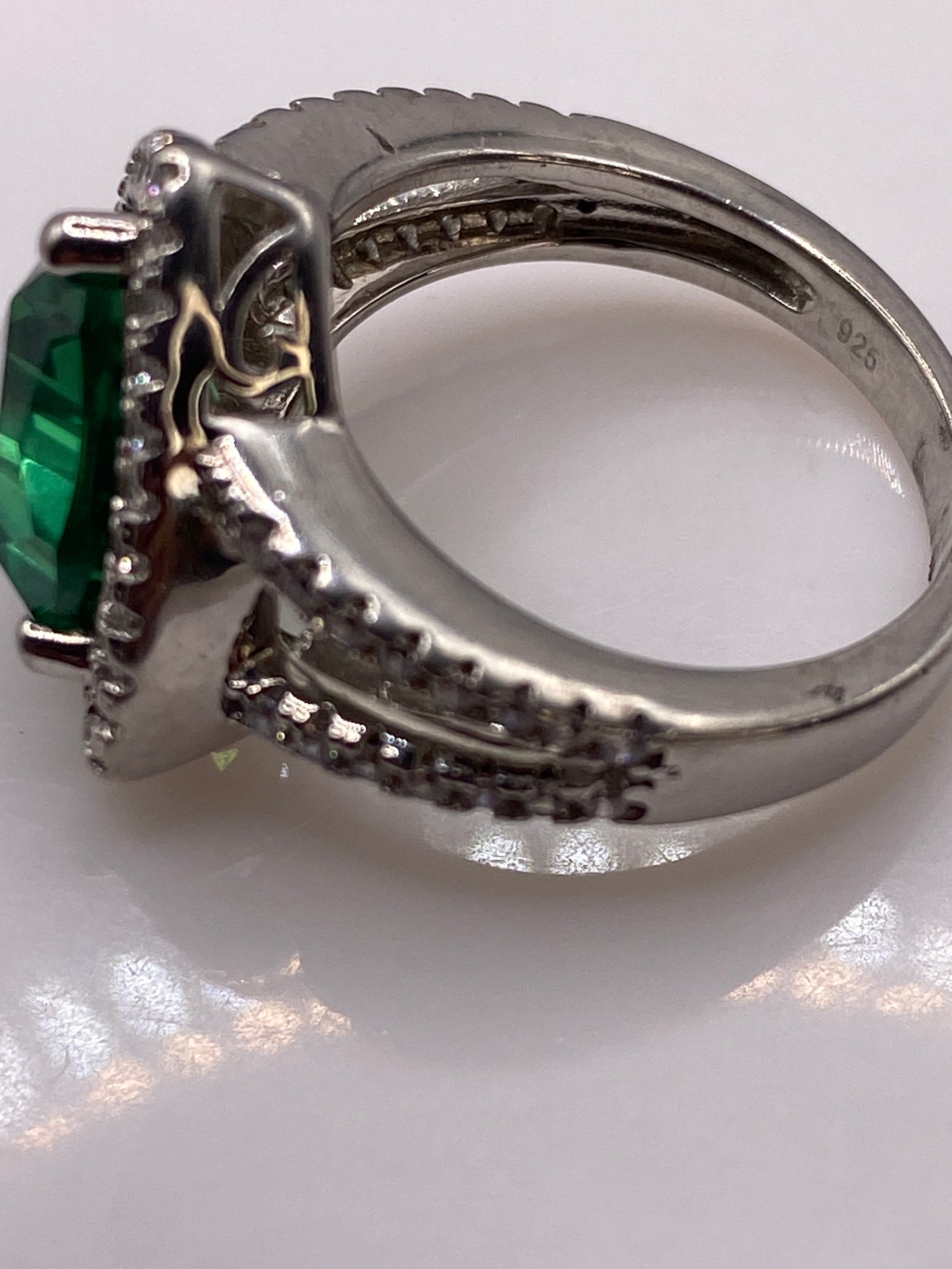 Anillo de Plata Circonia Verde — Solitario Elegante Taxco — foto 5