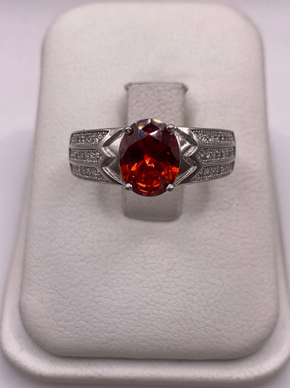 Anillo Solitario Plata Circonia Naranja — Fuego Taxi — foto 1