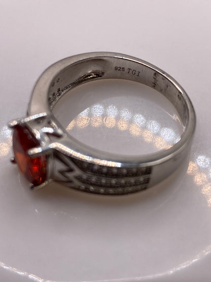 Anillo Solitario Plata Circonia Naranja — Fuego Taxi — foto 5