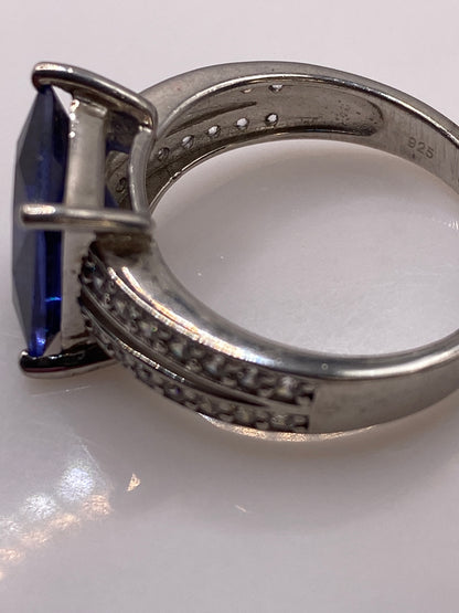 Anillo de Plata Solitario Circonia Azul Cuadrada — Elegancia Pura — foto 5