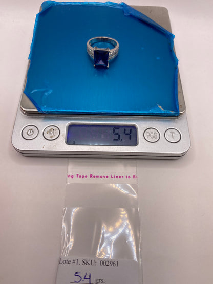 Anillo de Plata Solitario Circonia Azul Cuadrada — Elegancia Pura — foto 6
