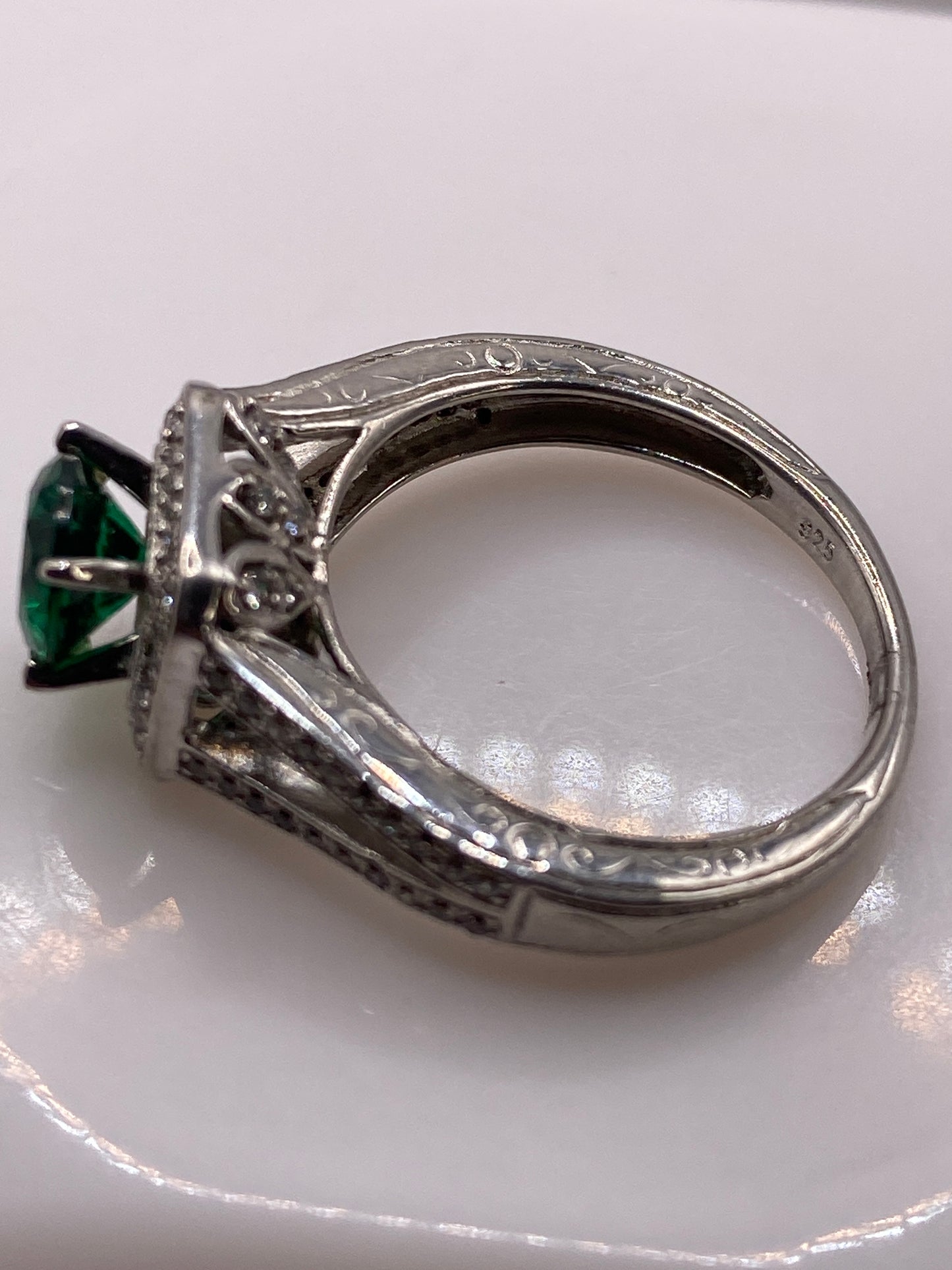 Anillo de Plata con Circonia Verde — Solitario Clásico — foto 5