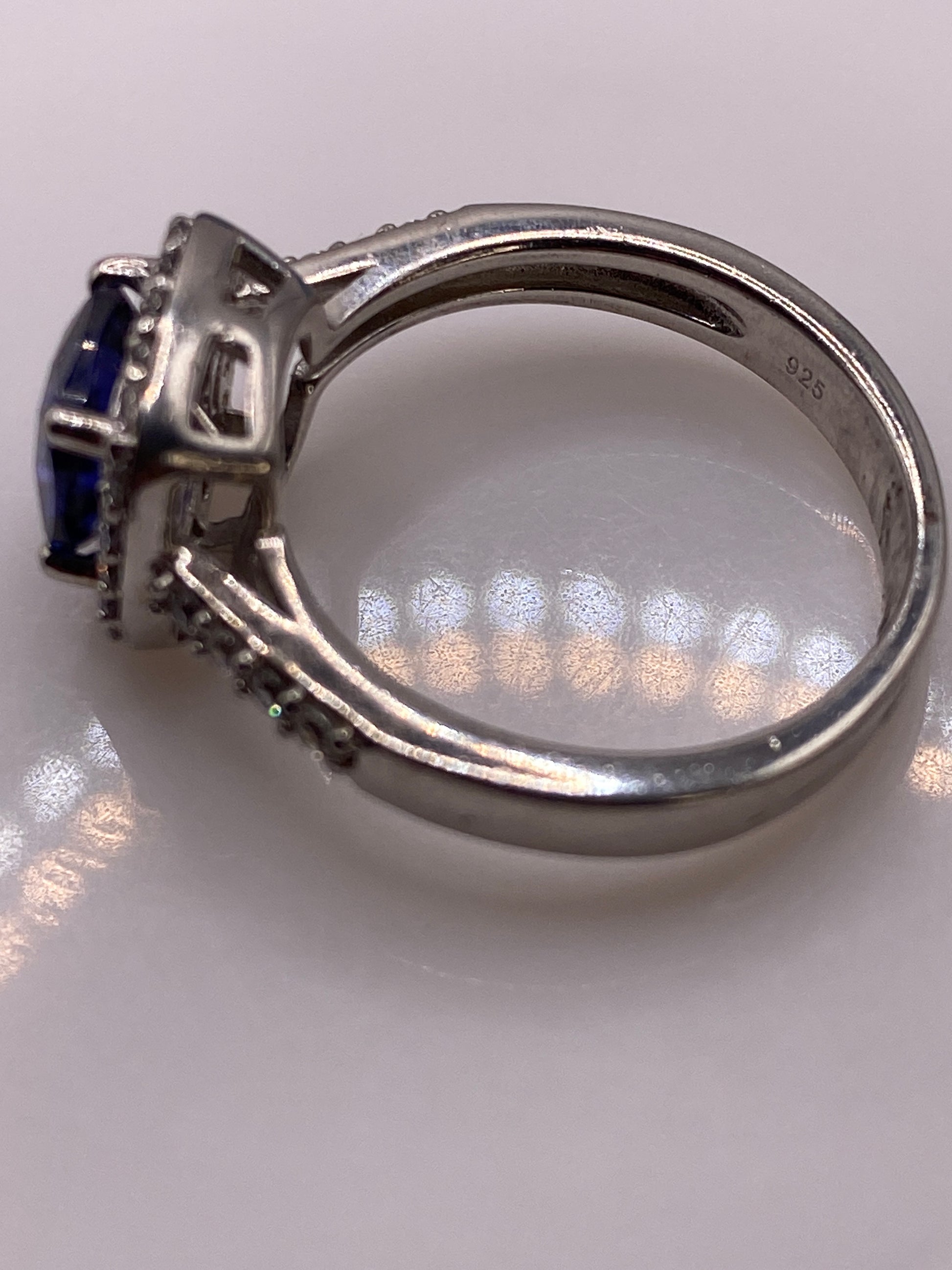 Anillo Solitario Circonia Azul — Plata .925 Taxco — foto 5