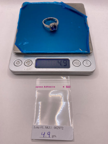 Anillo Solitario Circonia Azul — Plata .925 Taxco — foto 6