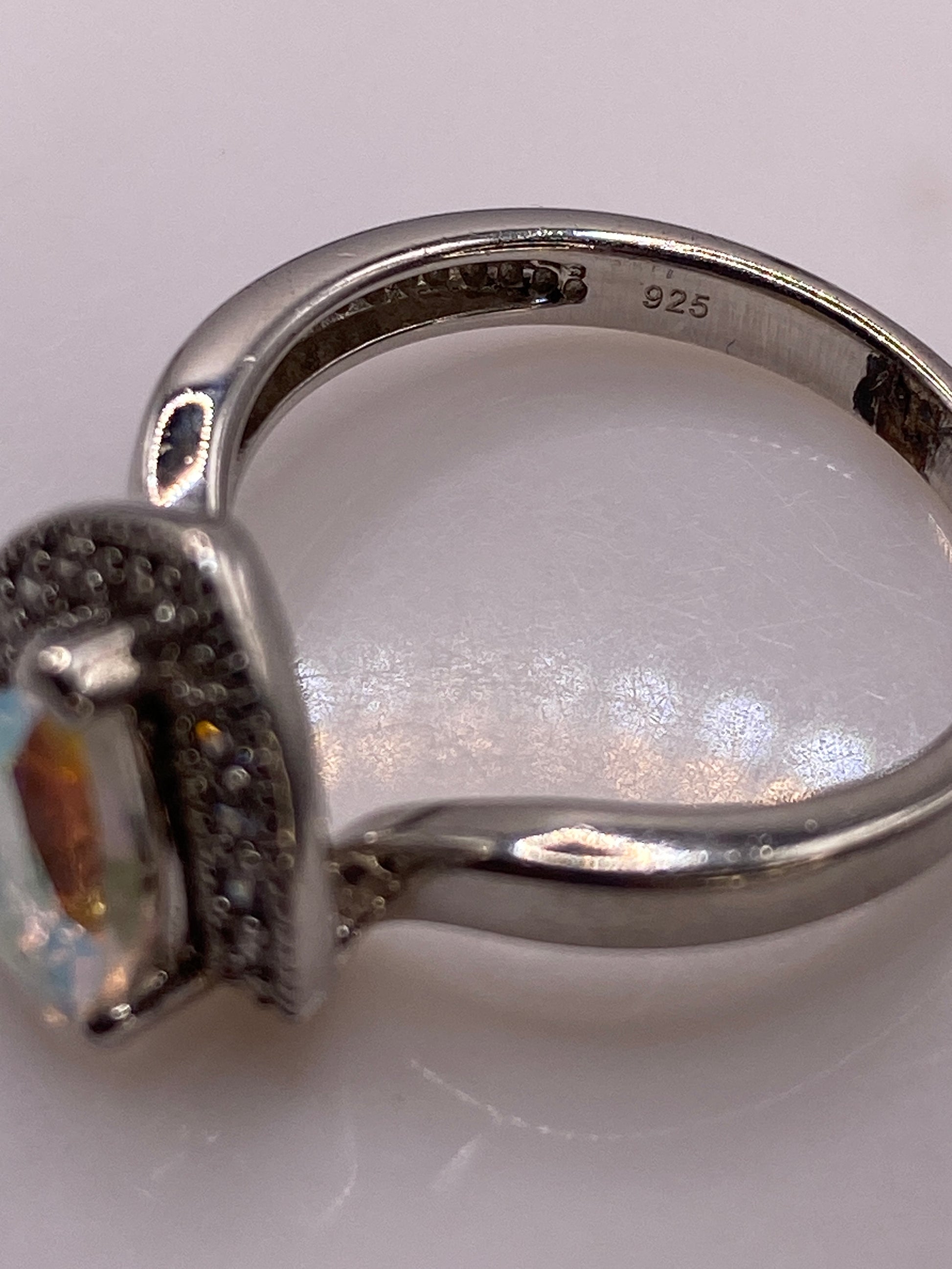 Anillo Plata Solitario Circonia Arcoíris — Coctel Elegante — foto 5