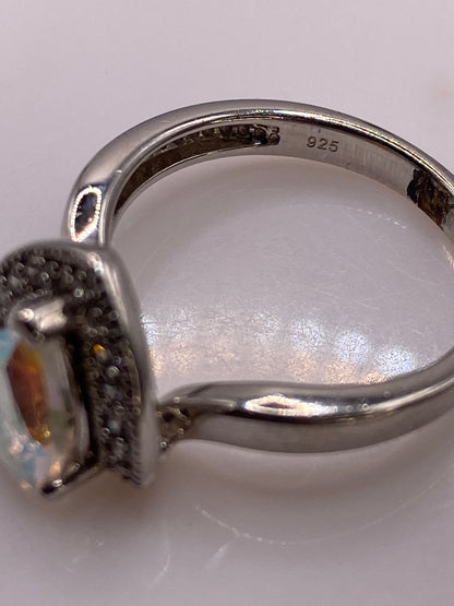 Anillo Plata Solitario Circonia Arcoíris — Coctel Elegante — foto 5