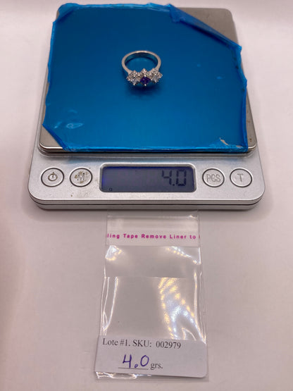 Anillo de Plata Circonia Violeta — Geométrico Moderno — foto 6