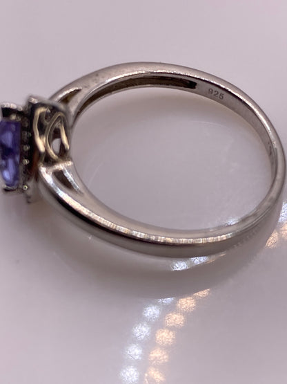 Anillo de Plata Circonia Morada Pera — Solitario Elegante — foto 5