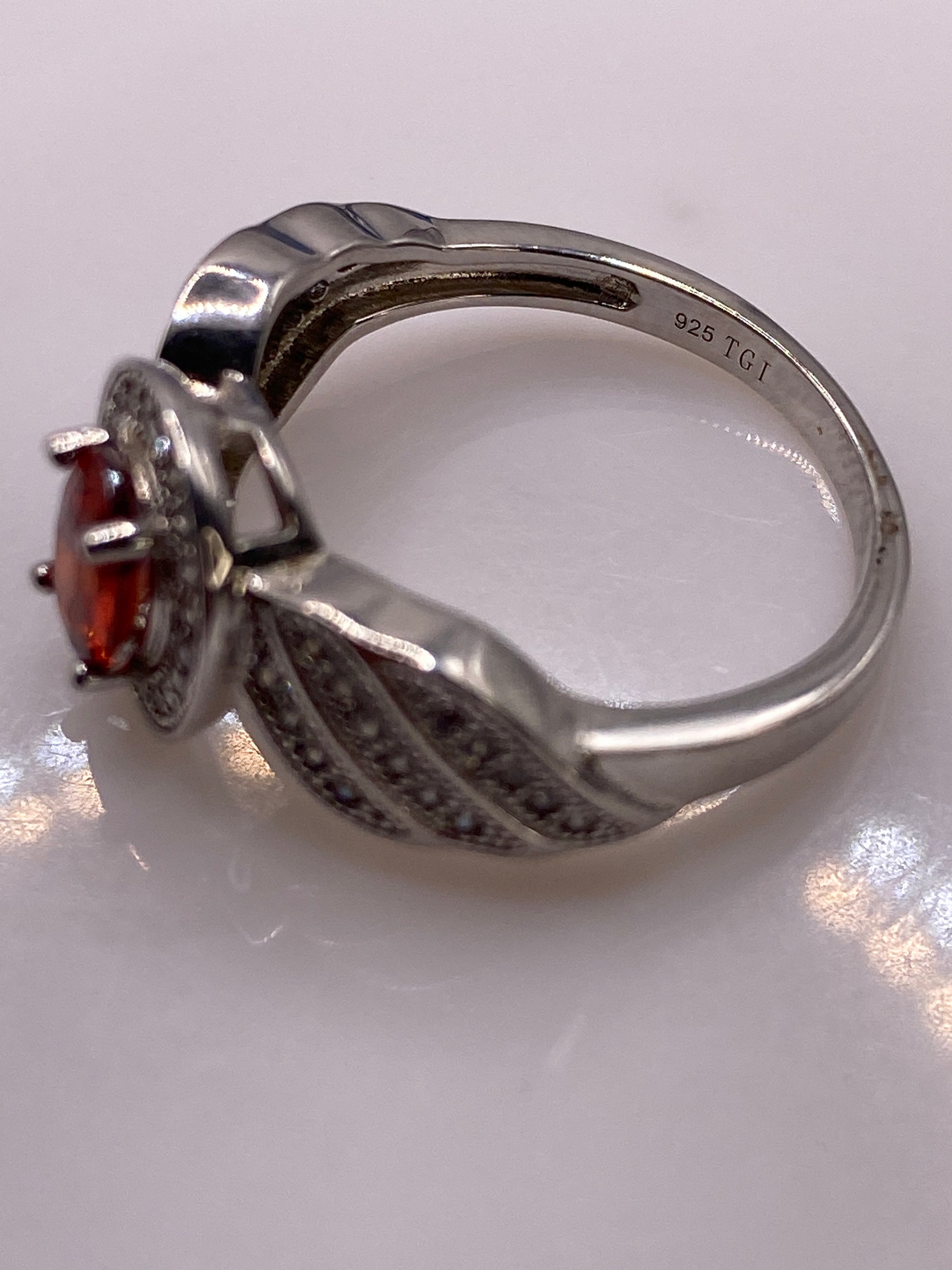 Anillo de Plata Solitario Circonia Naranja — Elegancia Taxco — foto 5