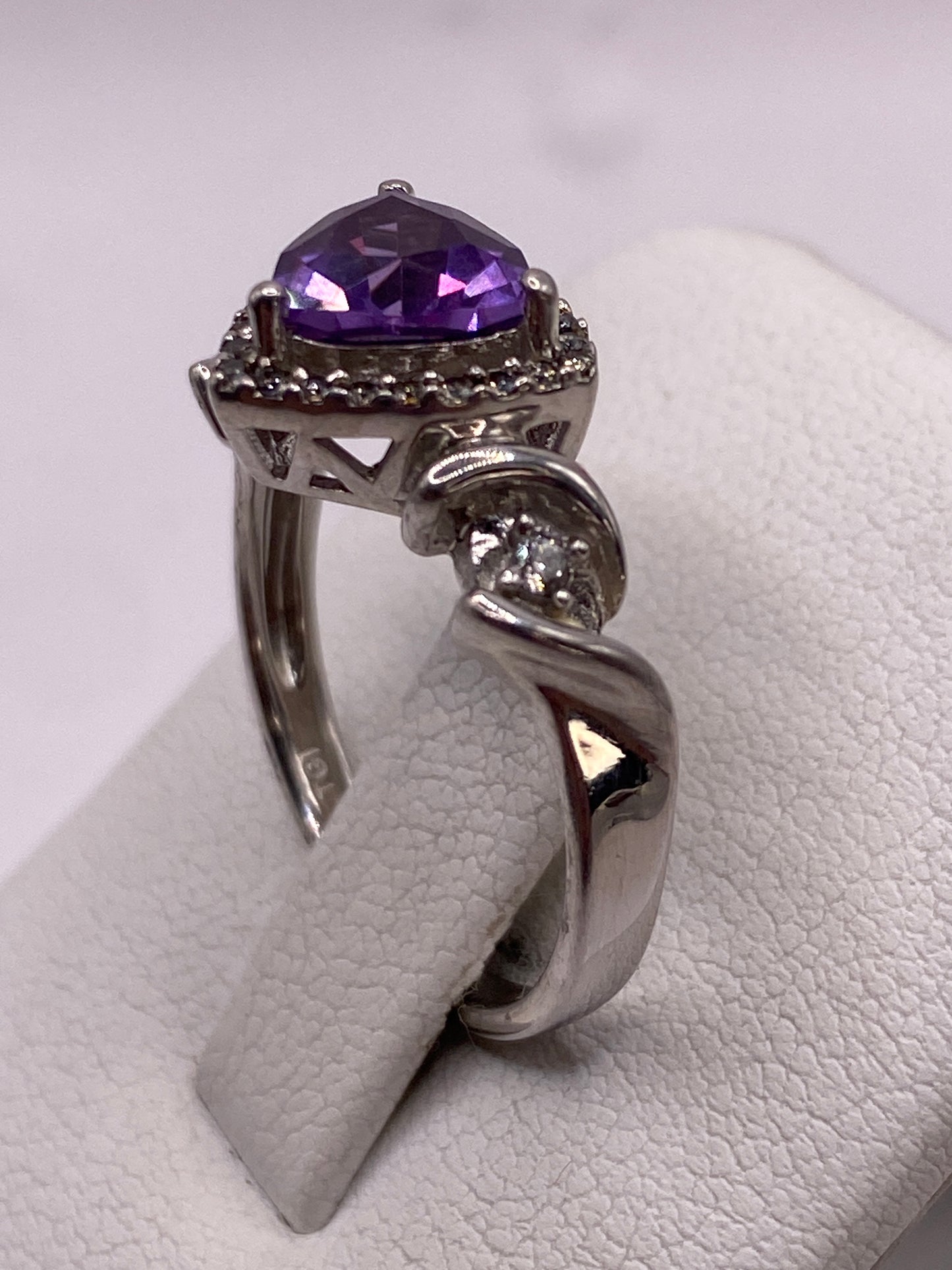 Anillo de Plata Corazón Circonia Morada — Solitario Elegante — foto 3