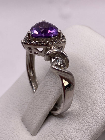 Anillo de Plata Corazón Circonia Morada — Solitario Elegante — foto 3