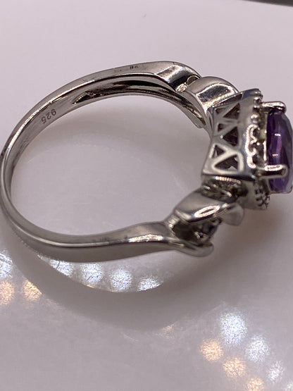 Anillo de Plata Corazón Circonia Morada — Solitario Elegante — foto 5