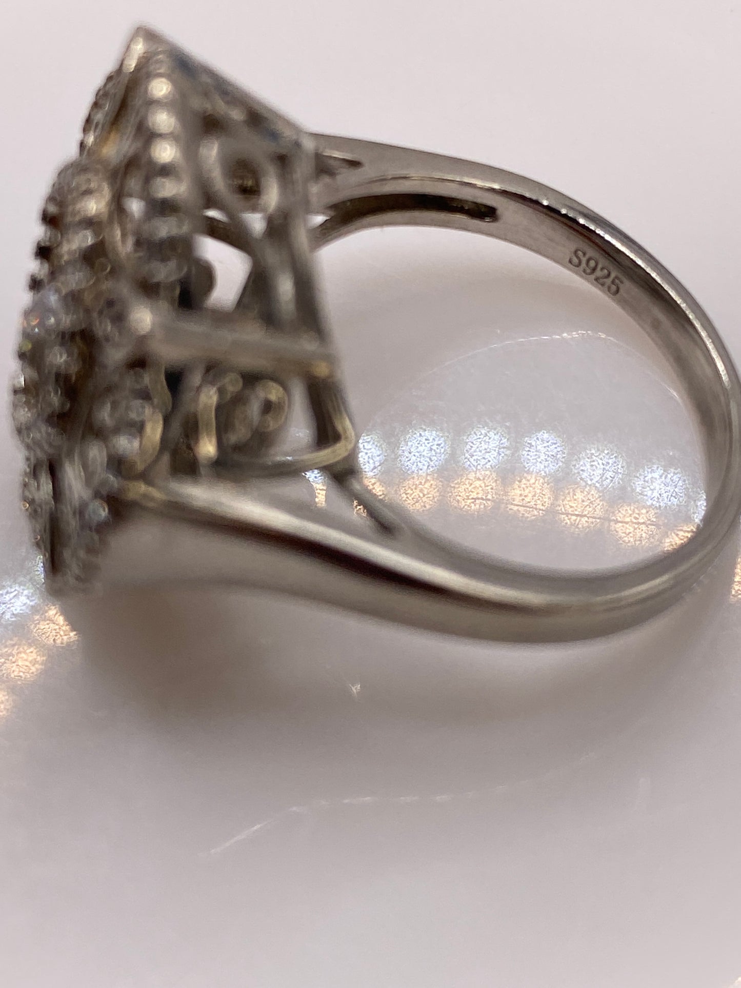 Anillo Vintage Filigrana Circonia Blanca — Plata .925 Taxco — foto 5