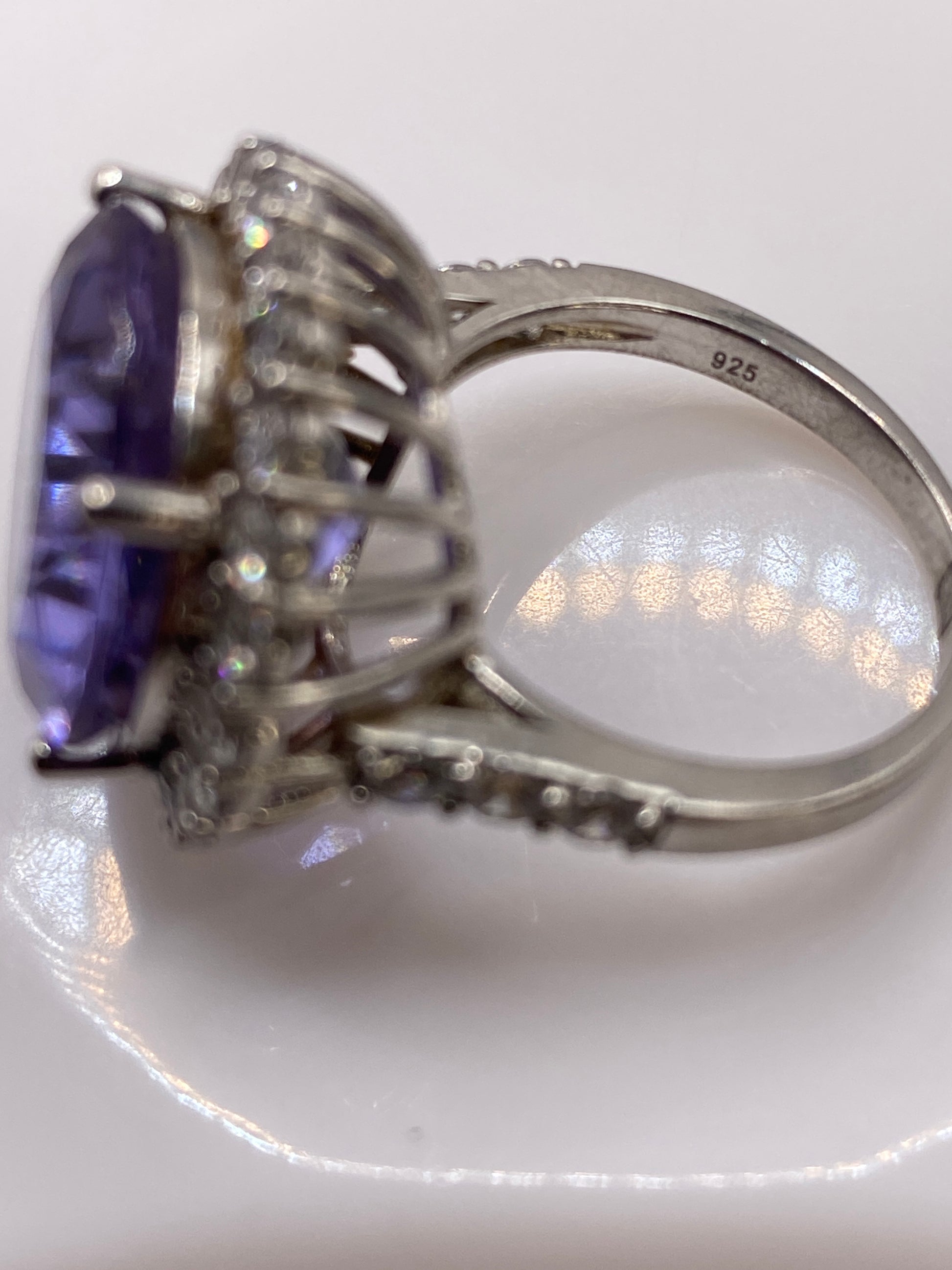 Anillo de Plata Solitario Circonia Morada Oval — foto 5