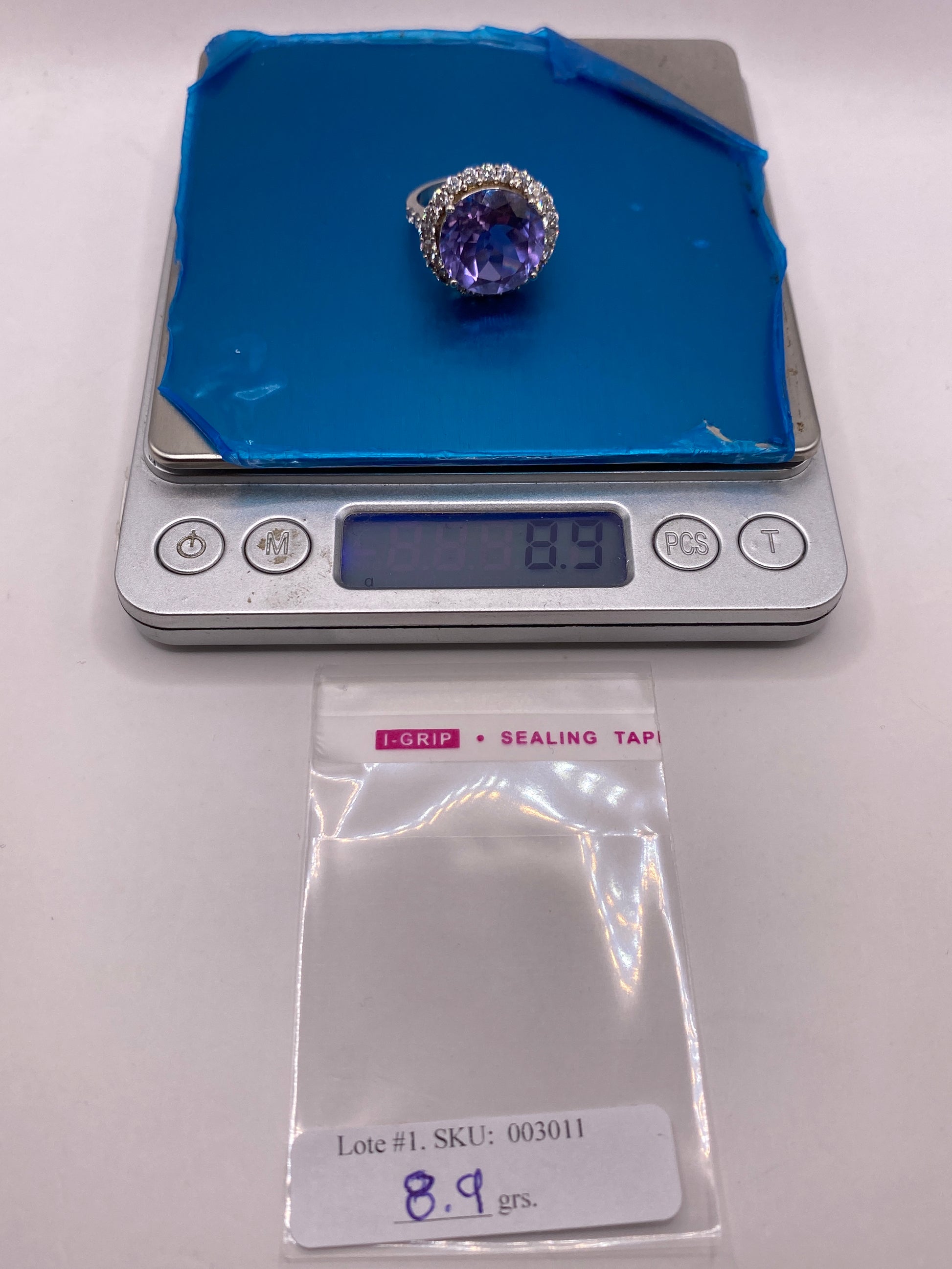 Anillo de Plata Solitario Circonia Morada Oval — foto 6