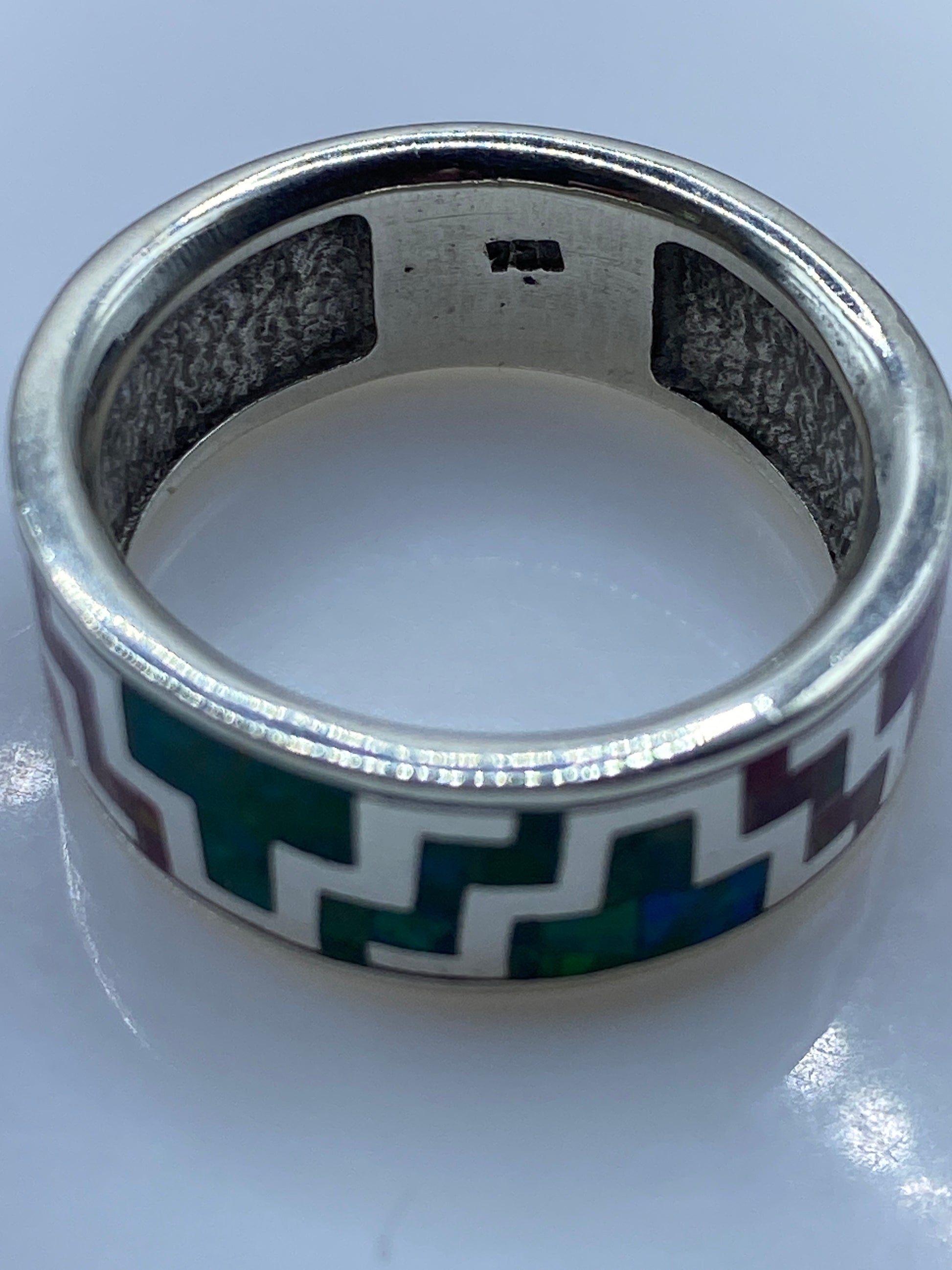 Anillo de Plata Ópalo de Fuego Multicolor — Artesanal Taxco .950 — foto 5