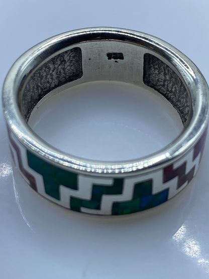 Anillo de Plata Ópalo de Fuego Multicolor — Artesanal Taxco .950 — foto 5